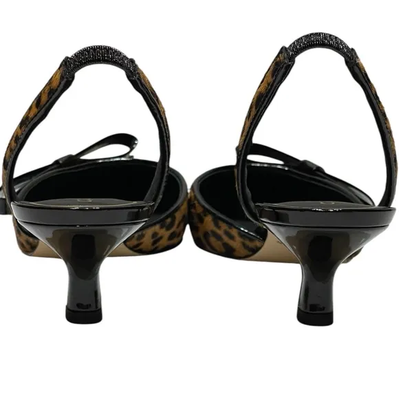 COLE HANN NOELLA BOW CALF HAIR LEOPARD PRINT SLINGBACK PUMPS SZ 8 B NEW!