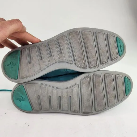 Cole Haan Lunargrand Oxfords US 9.5 M Turquoise Blue Laser Wingtip Dress Shoes