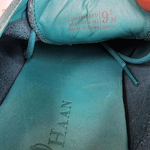 Cole Haan Lunargrand Oxfords US 9.5 M Turquoise Blue Laser Wingtip Dress Shoes
