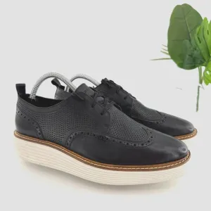 Cole Haan Women's ØriginalGrand Platform Wingtip Oxfords Size 10.5 Black Leather