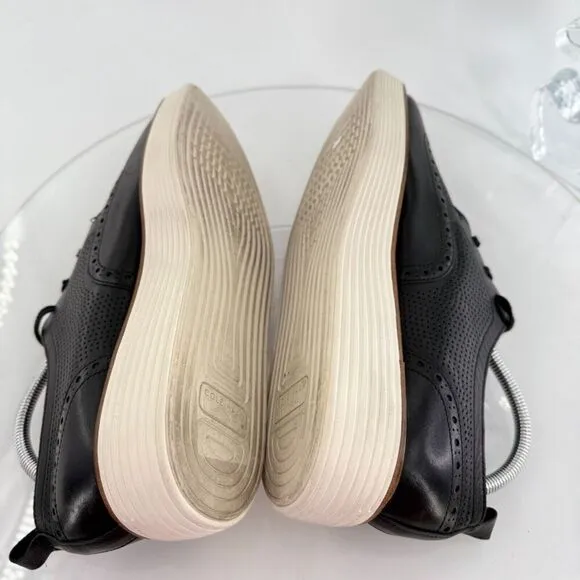 Cole Haan Women's ØriginalGrand Platform Wingtip Oxfords Size 10.5 Black Leather