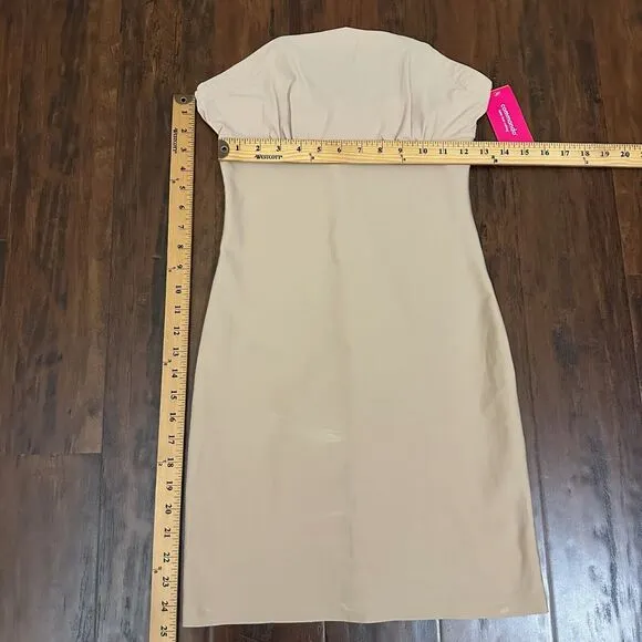 COMMANDO Two-Faced Strapless Tech Control Mini Slip Dress Nude NWT