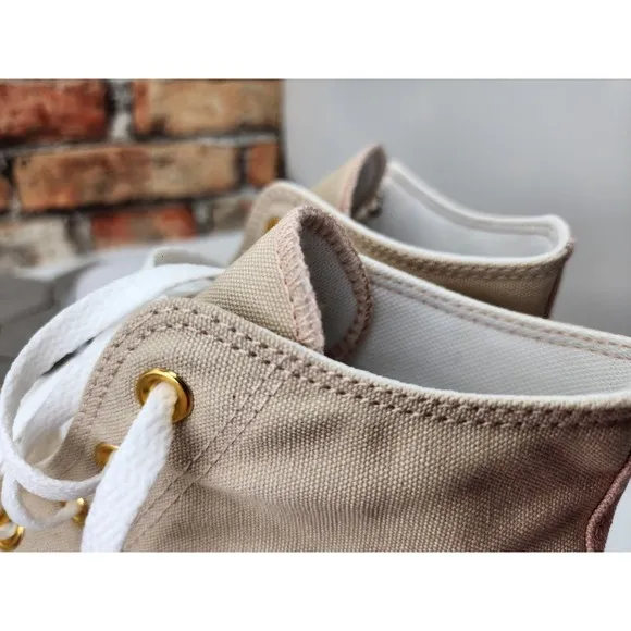 Converse CTAS All Star Lift  2in Hi Shoes Linen Egert Cream Pink Men Sz 10 Rare