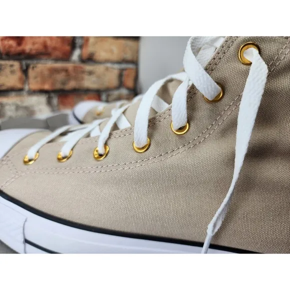 Converse CTAS All Star Lift  2in Hi Shoes Linen Egert Cream Pink Men Sz 10 Rare