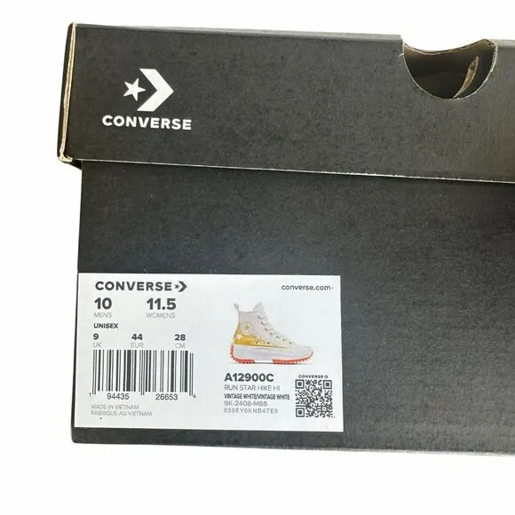 ⭐Converse Run Star Hike Platform Sz 10 Men Shoes Gold Embroidered Stars A12900C