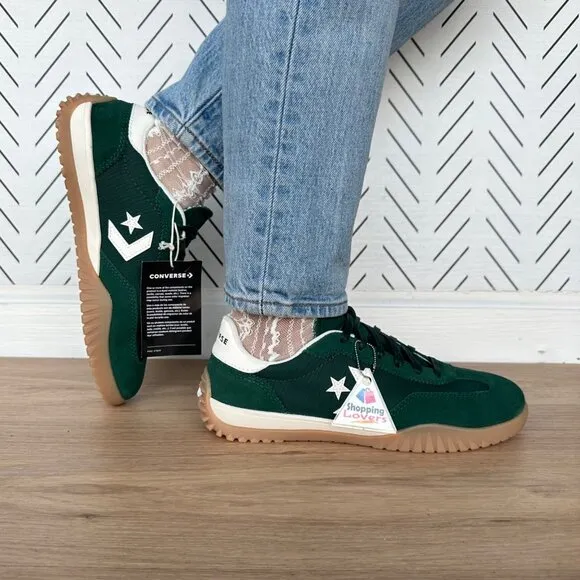 ⭐Converse Run Star Trainer Ox Sz 7.5 Womens Shoes Suede Green Casual A13359C New
