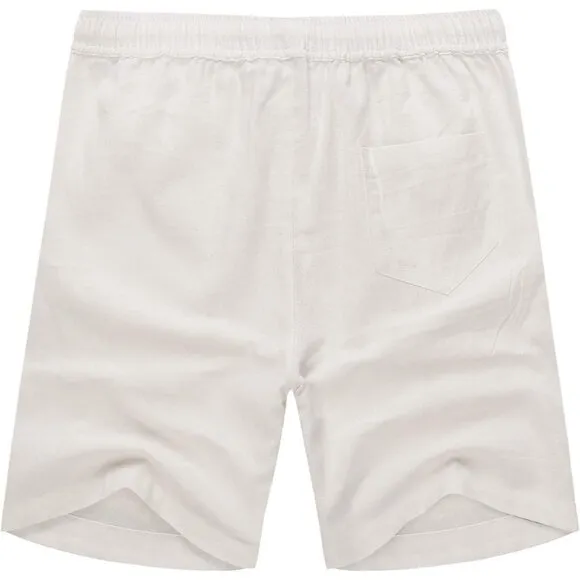 Coofandy Men's Linen Shorts Casual Elastic Waist Drawstring Summer Beach Shorts