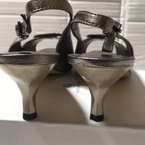 COPY - New! J. Renee leather sling back kitten heels with peep toe