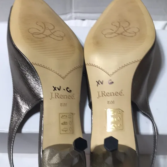 COPY - New! J. Renee leather sling back kitten heels with peep toe