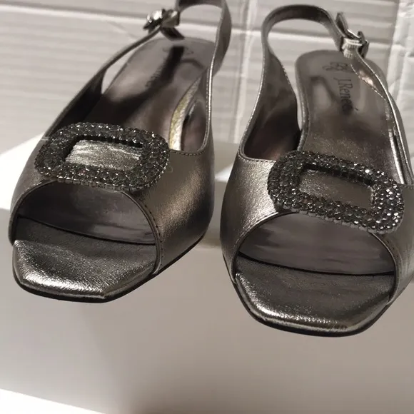 COPY - New! J. Renee leather sling back kitten heels with peep toe