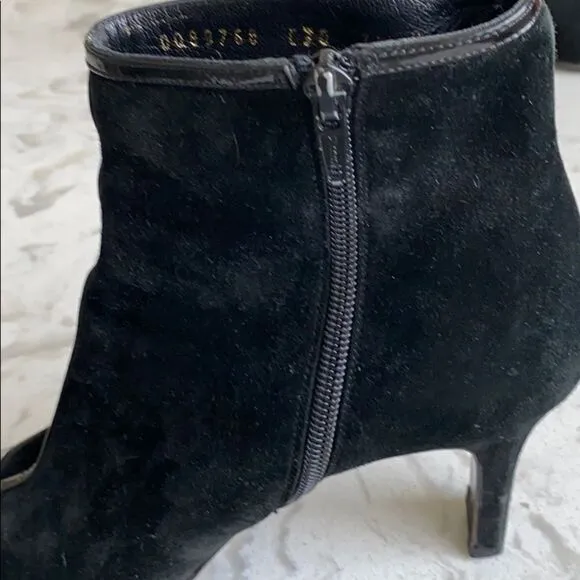 COPY - Salvatore Ferragamo Suede Patent Heeled Booties Dressy  Pointed Toe Blac…