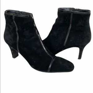 COPY - Salvatore Ferragamo Suede Patent Heeled Booties Dressy  Pointed Toe Blac…