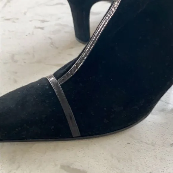 COPY - Salvatore Ferragamo Suede Patent Heeled Booties Dressy  Pointed Toe Blac…