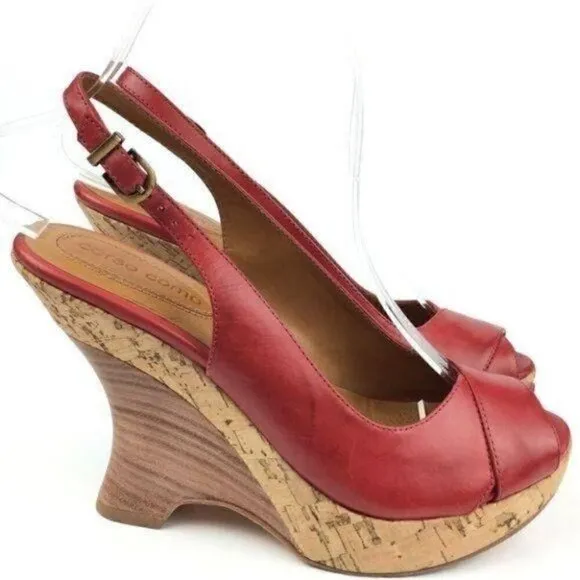 Corso Como platforms size 7 red leather cork funky