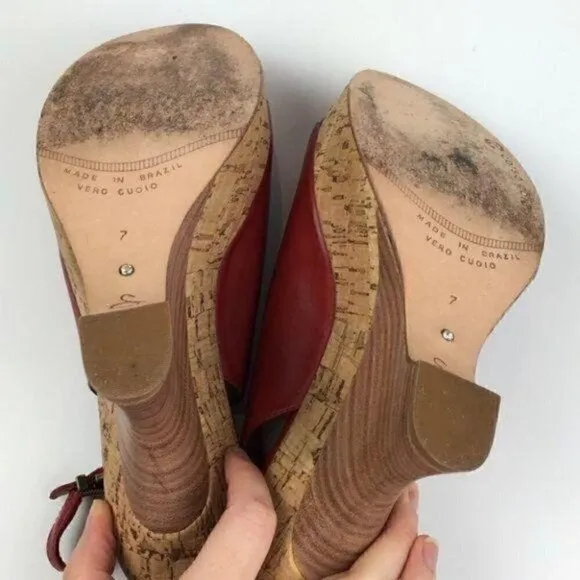 Corso Como platforms size 7 red leather cork funky