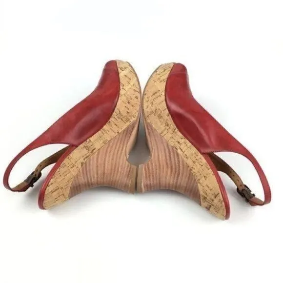 Corso Como platforms size 7 red leather cork funky