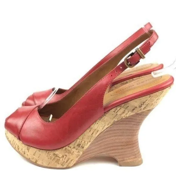 Corso Como platforms size 7 red leather cork funky