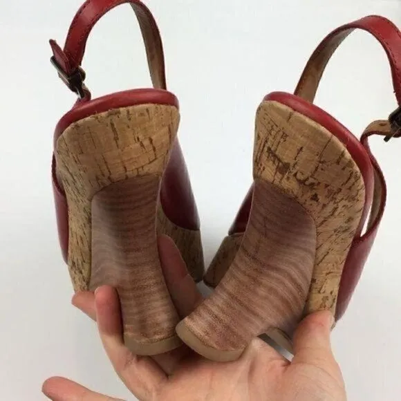 Corso Como platforms size 7 red leather cork funky