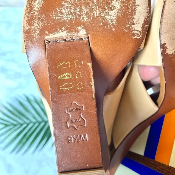 Criss Cross Slip On Mules Color Block Heel Wedge Tory Burch