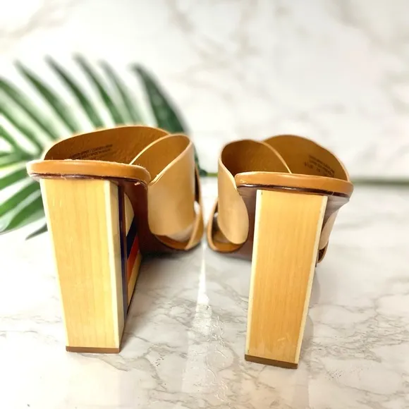 Criss Cross Slip On Mules Color Block Heel Wedge Tory Burch