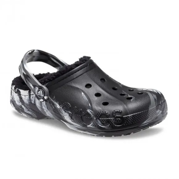 Crocs BAYA LINED MARBLED CLOG Black White Men’s Size 11 New
