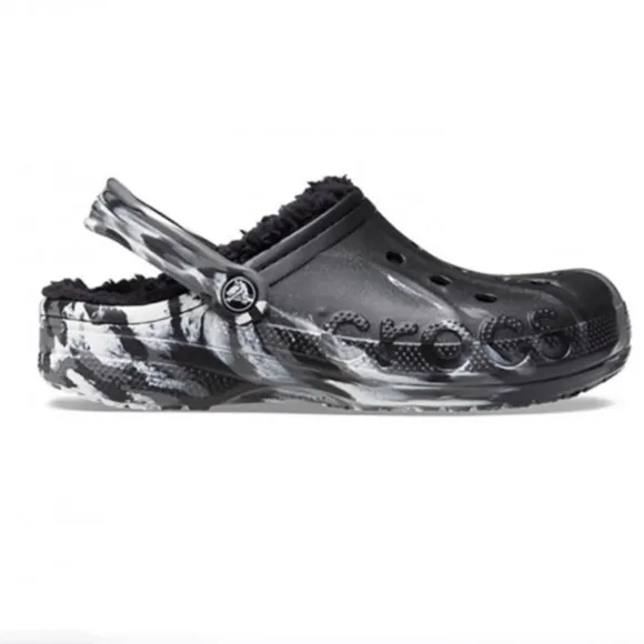 Crocs BAYA LINED MARBLED CLOG Black White Men’s Size 11 New