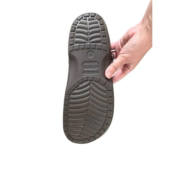 Crocs Baya Mens Espresso Brown Slip On Waterproof Comfort Clogs Sandals Size 12