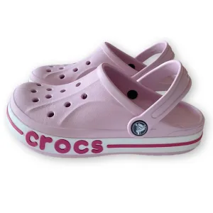 Crocs Bayaband Kids Girls Size J2 Pink Croc Clogs Slip On Shoes