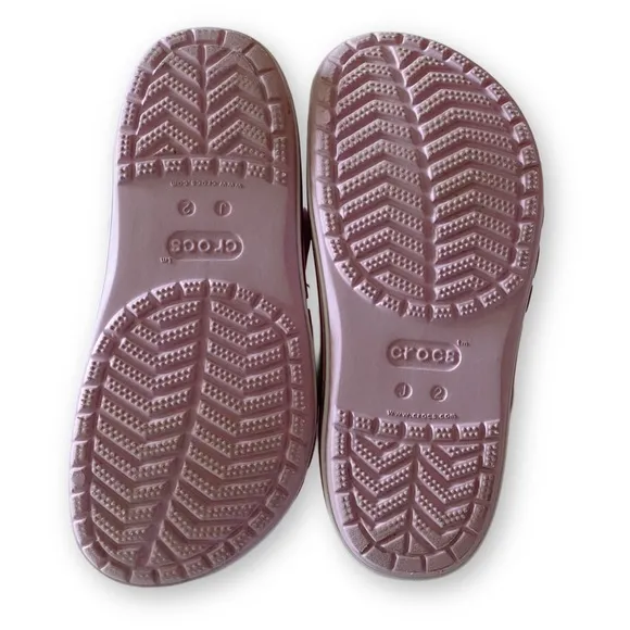 Crocs Bayaband Kids Girls Size J2 Pink Croc Clogs Slip On Shoes