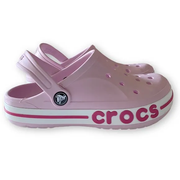 Crocs Bayaband Kids Girls Size J2 Pink Croc Clogs Slip On Shoes