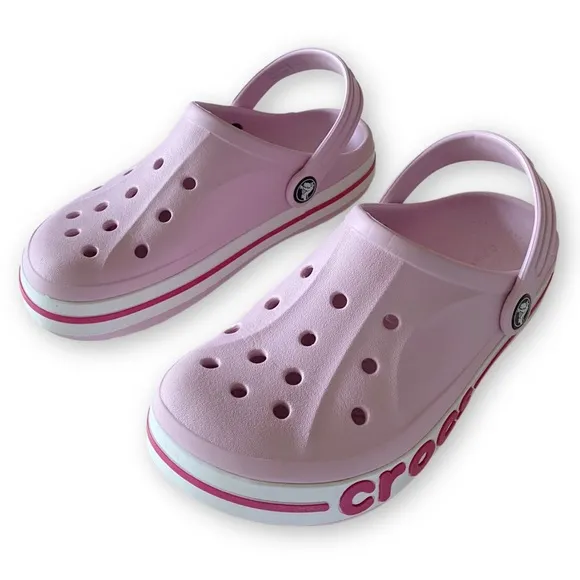 Crocs Bayaband Kids Girls Size J2 Pink Croc Clogs Slip On Shoes