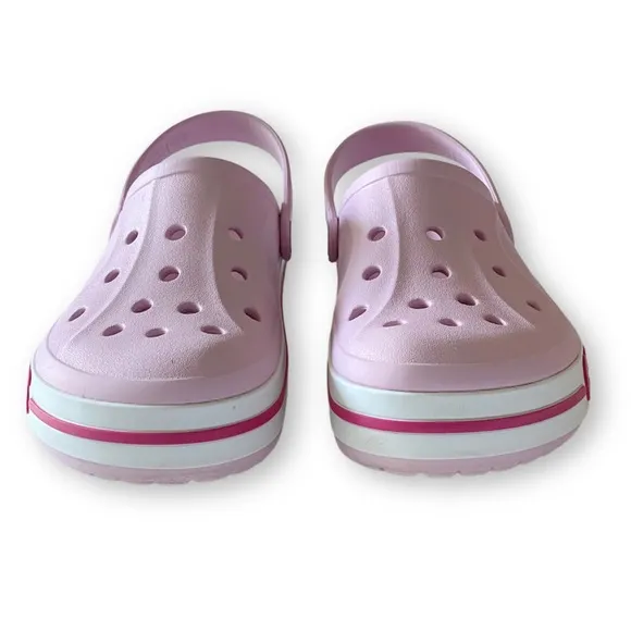 Crocs Bayaband Kids Girls Size J2 Pink Croc Clogs Slip On Shoes