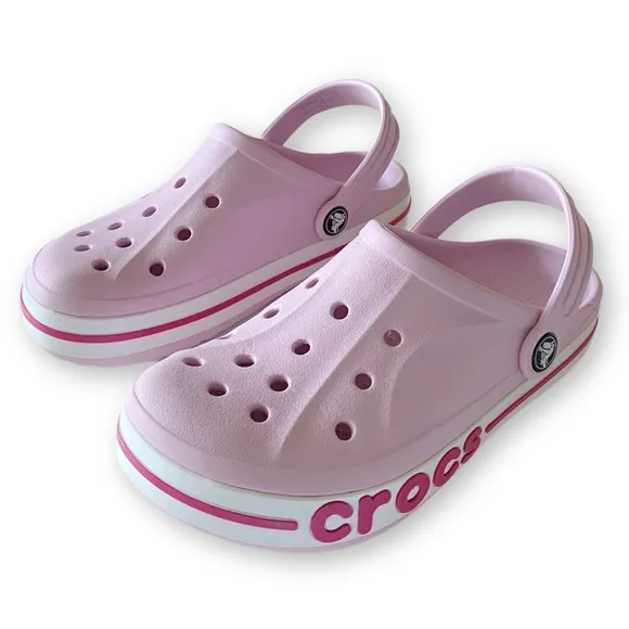Crocs Bayaband Kids Girls Size J2 Pink Croc Clogs Slip On Shoes