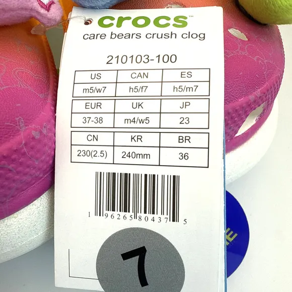 Crocs/ Care Bears Collaboration Crush Clog 'Light On' Women's Sz 7 Men's Sz 5