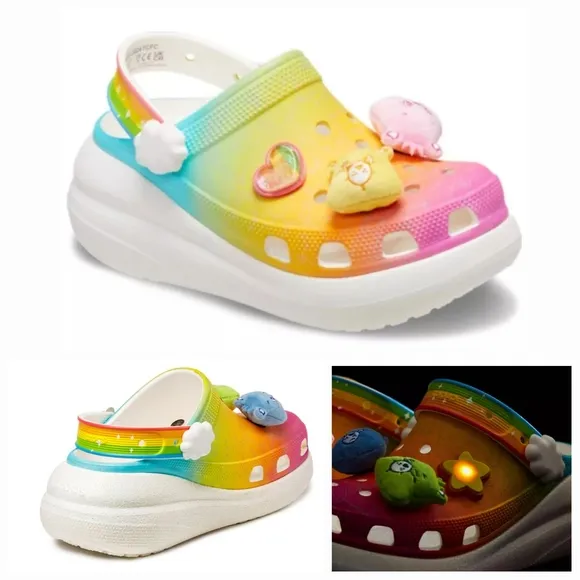 CROCS Care Bears Crush Clog Limitted Edition Women's Platform Light-up Clogs NEW