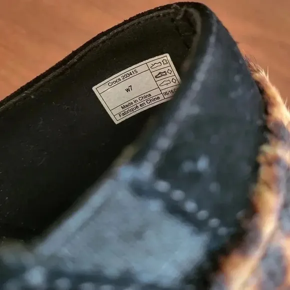 Crocs Chunky Triple Comfort Sarah Leopard Animal Print Suede Mule/Clogs (7)