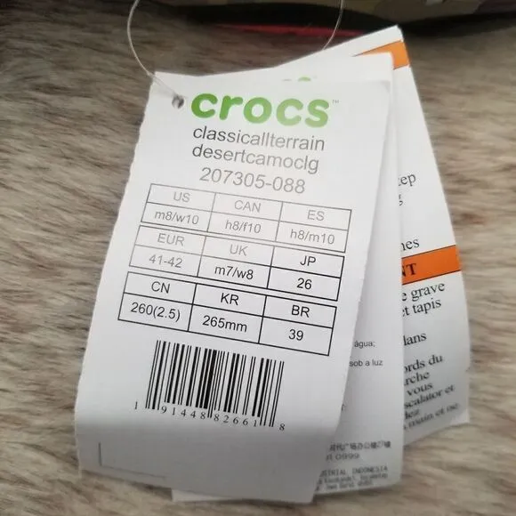 CROCS Classic All Terrain Desert Camo Clogs Unisex Size Men 8/Women 10 NEW