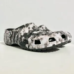 Crocs Classic Bleached Dye Men’s Size 10 Black White Comfort Lifestyle Clogs