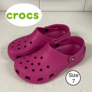 Crocs Classic Clog Purple Fuchsia Fun Rubber Shoes Unisex Adult M5 / W7
