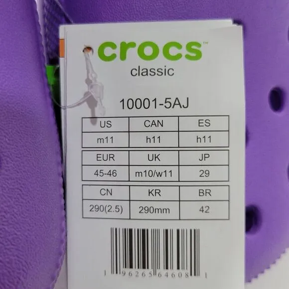 Crocs Classic Clogs Mens Size 11 Womens Size 13 Purple 10001-5AJ Comfort NEW