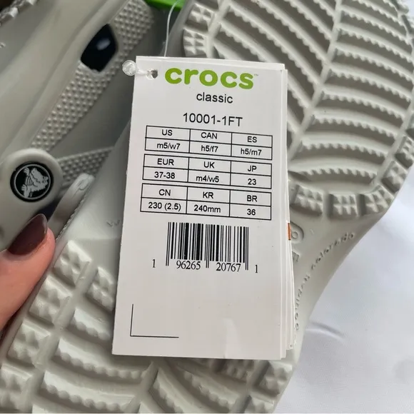 Crocs Classic Elephant Grey Clogs Slip On Comfort 10001-1ML Men’s 5 Women's 7