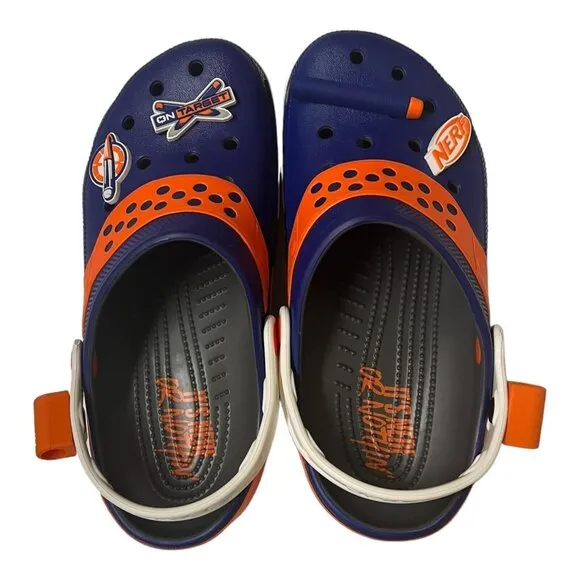 Crocs Classic Hasbro Nerf Clogs Blue Orange Unisex Size Men’s 8 Women’s 10 NWT