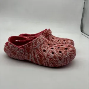 Crocs Classic Lined Candy Cane Clogs Men's Size 12 Red White Christmas Slip On