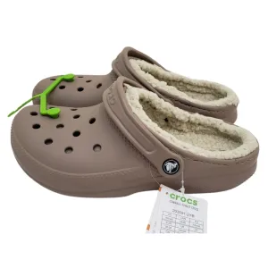 CROCS Classic Lined Clogs Women's Mushroom/Bone Size 8 NWT