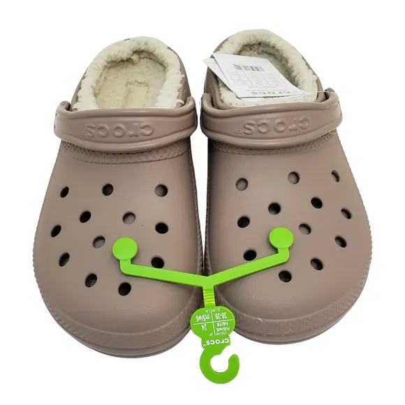 CROCS Classic Lined Clogs Women's Mushroom/Bone Size 8 NWT