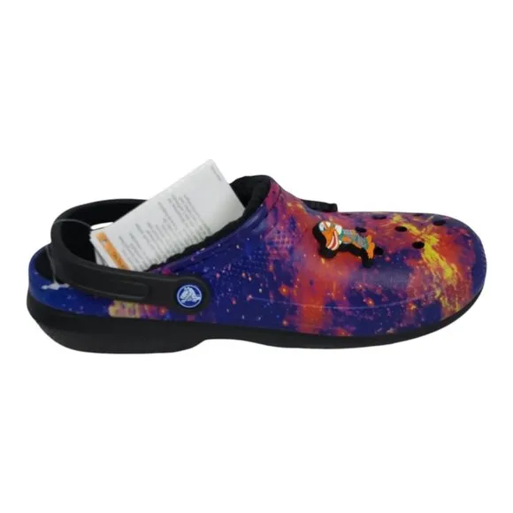Crocs Classic Lined Galaxy Clogs M8 W10 Fun Alien &amp; Astronaut Jibbitz Charms
