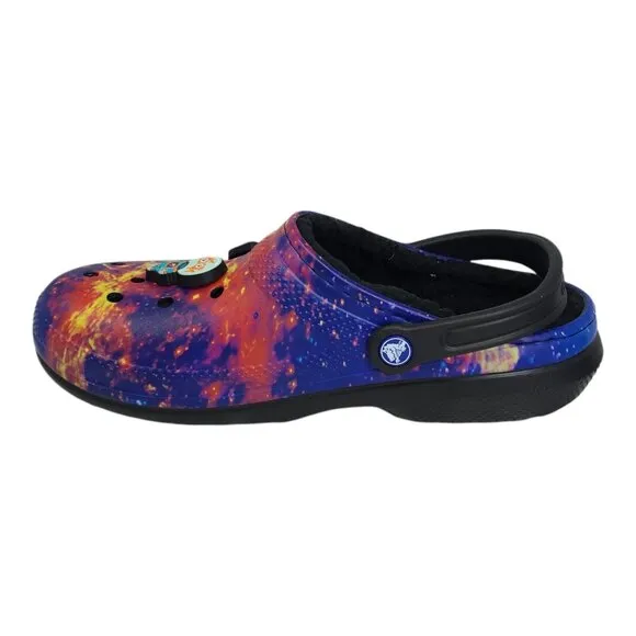 Crocs Classic Lined Galaxy Clogs M8 W10 Fun Alien &amp; Astronaut Jibbitz Charms