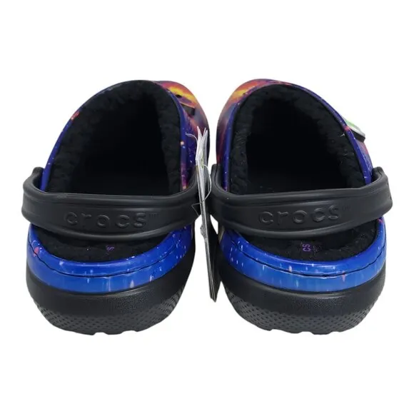 Crocs Classic Lined Galaxy Clogs M8 W10 Fun Alien &amp; Astronaut Jibbitz Charms