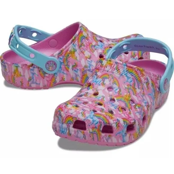 Crocs Classic Lisa Frank 208829-6SW Big Kids Pink Unicorn Comfort Clogs Size J5