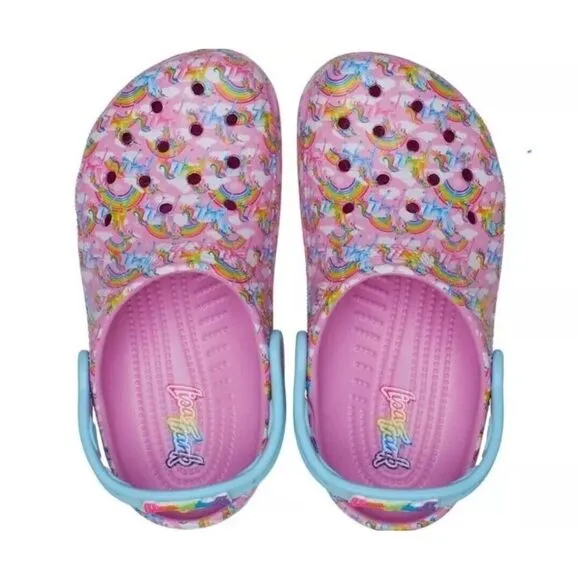 Crocs Classic Lisa Frank 208829-6SW Big Kids Pink Unicorn Comfort Clogs Size J5